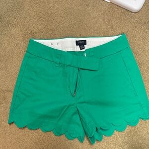 J. Crew Women's Green Scalloped Shorts